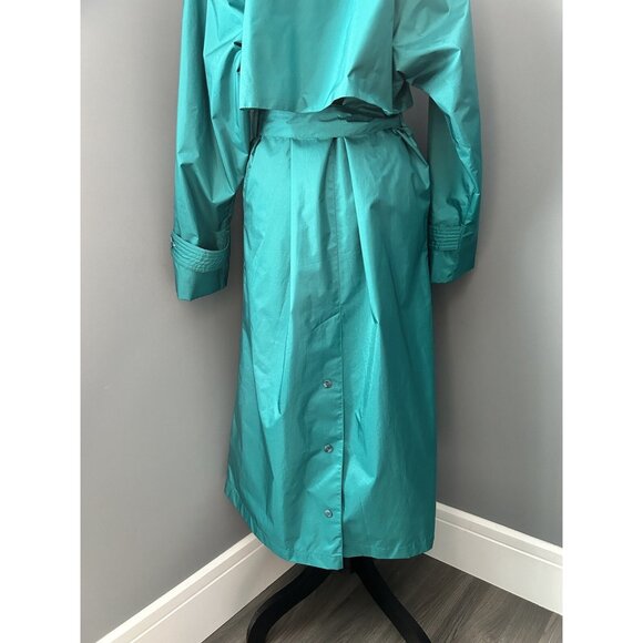 Nuage Vintage 90s Green Button & Belt Trench Coat Mac Uk Women's Size 5/6 - Picture 5 of 12